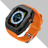 Luxury Modification Kit For Apple Watch Ultra 49mm Carbon Fiber Case For iWatch 8 7 6 5 4 SE 45mm 44mm Fluorine Rubber Band