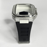 Luxury Diamond Modification Kit For Apple Watch 8 7 6 SE 5 Rubber Band For iWatch Series 44mm 45mm Steel Bezel Watch Accessories