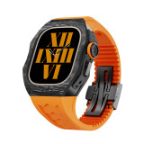 Luxury Titanium & Carbon Fiber Modification Kit For Apple Watch Ultra 49MM Cover For iWatch Series Refit Metal Frame Case Strap