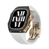 Luxury Titanium & Carbon Fiber Modification Kit For Apple Watch Ultra 49MM Cover For iWatch Series Refit Metal Frame Case Strap