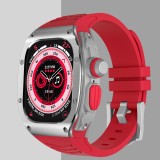 Luxury Stainless Steel Case Modification Kit for Apple Watch 8 Ultra Rubber Band IWatch Series 8 49mm Sport Bracelet Refit Mod