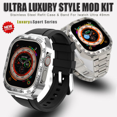 Refit Mod Kit Metal Case for Apple Watch Band Ultra 49mm Modification Rubber Strap for iwatch series 8 Sport Brecelet for men