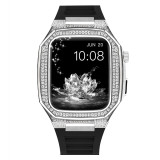 Luxury Diamond Modification Kit For Apple Watch 8 7 6 SE 5 Rubber Band For iWatch Series 44mm 45mm Steel Bezel Watch Accessories