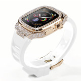 Luxury Diamond Modification Kit For Apple Watch 8 7 6 SE 5 Rubber Band For iWatch Series 44mm 45mm Steel Bezel Watch Accessories