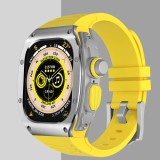 Luxury Stainless Steel Case Modification Kit for Apple Watch 8 Ultra Rubber Band IWatch Series 8 49mm Sport Bracelet Refit Mod