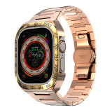 Refit Mod Kit Metal Case for Apple Watch Band Ultra 49mm Modification Rubber Strap for iwatch series 8 Sport Brecelet for men