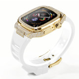 Luxury Diamond Modification Kit For Apple Watch 8 7 6 SE 5 Rubber Band For iWatch Series 44mm 45mm Steel Bezel Watch Accessories