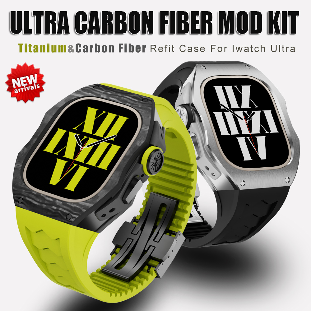 Luxury Titanium & Carbon Fiber Modification Kit For Apple Watch Ultra ...