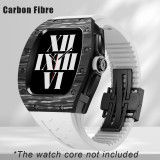 Luxury Carbon Fiber Case For Apple Watch 8 7 Titanium Modification Kit For iWatch Series 45mm 44mm Refit Metal Cover Rubber Band