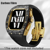 Luxury Carbon Fiber Case For Apple Watch 8 7 Titanium Modification Kit For iWatch Series 45mm 44mm Refit Metal Cover Rubber Band