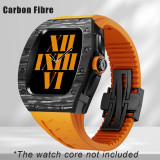 Luxury Carbon Fiber Case For Apple Watch 8 7 Titanium Modification Kit For iWatch Series 45mm 44mm Refit Metal Cover Rubber Band