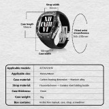 Luxury Carbon Fiber Case For Apple Watch 8 7 Titanium Modification Kit For iWatch Series 45mm 44mm Refit Metal Cover Rubber Band