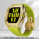 Luxury Carbon Fiber Case For Apple Watch 8 7 Titanium Modification Kit For iWatch Series 45mm 44mm Refit Metal Cover Rubber Band
