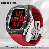 Luxury Carbon Fiber Case For Apple Watch 8 7 Titanium Modification Kit For iWatch Series 45mm 44mm Refit Metal Cover Rubber Band
