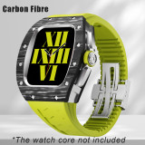 Luxury Carbon Fiber Case For Apple Watch 8 7 Titanium Modification Kit For iWatch Series 45mm 44mm Refit Metal Cover Rubber Band