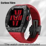 Luxury Carbon Fiber Case For Apple Watch 8 7 Titanium Modification Kit For iWatch Series 45mm 44mm Refit Metal Cover Rubber Band