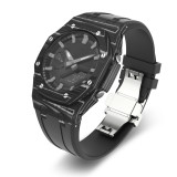 Carbon Fiber Case For Casioak GA2100 GA2110 DIY Modification Kit For GA-2100 2110 GAB2100 2110 Metal Bezel Frame & Rubber Strap