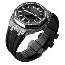 Metal+Silicone Watch Strap Bezel Accessories Compatible Retrofit Kit For Casio GA2100 Mod Silicone Or Stainless Steel Band 175mm
