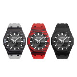 Carbon Fiber Case For Casioak GA2100 GA2110 DIY Modification Kit For GA-2100 2110 GAB2100 2110 Metal Bezel Frame & Rubber Strap