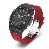 Carbon Fiber Case For Casioak GA2100 GA2110 DIY Modification Kit For GA-2100 2110 GAB2100 2110 Metal Bezel Frame & Rubber Strap