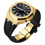 Metal+Silicone Watch Strap Bezel Accessories Compatible Retrofit Kit For Casio GA2100 Mod Silicone Or Stainless Steel Band 175mm