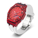 Carbon Fiber Case For Casioak GA2100 GA2110 DIY Modification Kit For GA-2100 2110 GAB2100 2110 Metal Bezel Frame & Rubber Strap