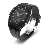 Carbon Fiber Case For Casioak GA2100 GA2110 DIY Modification Kit For GA-2100 2110 GAB2100 2110 Metal Bezel Frame & Rubber Strap