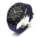 Carbon Fiber Case For Casioak GA2100 GA2110 DIY Modification Kit For GA-2100 2110 GAB2100 2110 Metal Bezel Frame & Rubber Strap