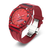 Carbon Fiber Case For Casioak GA2100 GA2110 DIY Modification Kit For GA-2100 2110 GAB2100 2110 Metal Bezel Frame & Rubber Strap