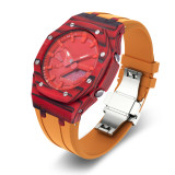 Carbon Fiber Case For Casioak GA2100 GA2110 DIY Modification Kit For GA-2100 2110 GAB2100 2110 Metal Bezel Frame & Rubber Strap