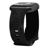Engraved Floral Band for Apple Watch Ultra 2 49mm 45mm 44mm 38mm 40 41mm Silicone Sport Strap for IWatch Series 9 7 8 6 5 4 3 SE