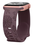 Engraved Floral Band for Apple Watch Ultra 2 49mm 45mm 44mm 38mm 40 41mm Silicone Sport Strap for IWatch Series 9 7 8 6 5 4 3 SE