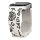 Engraved Floral Band for Apple Watch Ultra 2 49mm 45mm 44mm 38mm 40 41mm Silicone Sport Strap for IWatch Series 9 7 8 6 5 4 3 SE