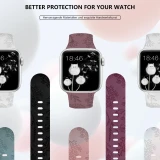 Engraved Floral Band for Apple Watch Ultra 2 49mm 45mm 44mm 38mm 40 41mm Silicone Sport Strap for IWatch Series 9 7 8 6 5 4 3 SE