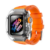 44mm Luxury Transparent Case Modification Kit for Apple Watch Band 8  45mm Watchband for Apple Iwatch 4 5 6 SE 44mm Rubber Strap