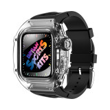 44mm Luxury Transparent Case Modification Kit for Apple Watch Band 8  45mm Watchband for Apple Iwatch 4 5 6 SE 44mm Rubber Strap