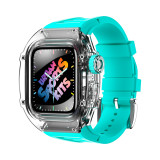 44mm Luxury Transparent Case Modification Kit for Apple Watch Band 8  45mm Watchband for Apple Iwatch 4 5 6 SE 44mm Rubber Strap