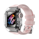 44mm Luxury Transparent Case Modification Kit for Apple Watch Band 8  45mm Watchband for Apple Iwatch 4 5 6 SE 44mm Rubber Strap