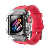 44mm Luxury Transparent Case Modification Kit for Apple Watch Band 8  45mm Watchband for Apple Iwatch 4 5 6 SE 44mm Rubber Strap