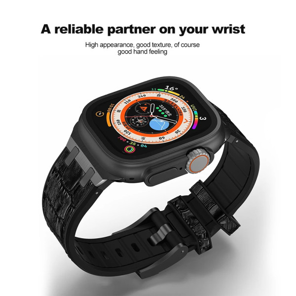 Soft Band for Iwatch Series 8 7 6 5 4 3 Se Correa for Apple Watch Ultra Band 49mm 44mm 42mm 41mm Crocodile pattern Leather Band