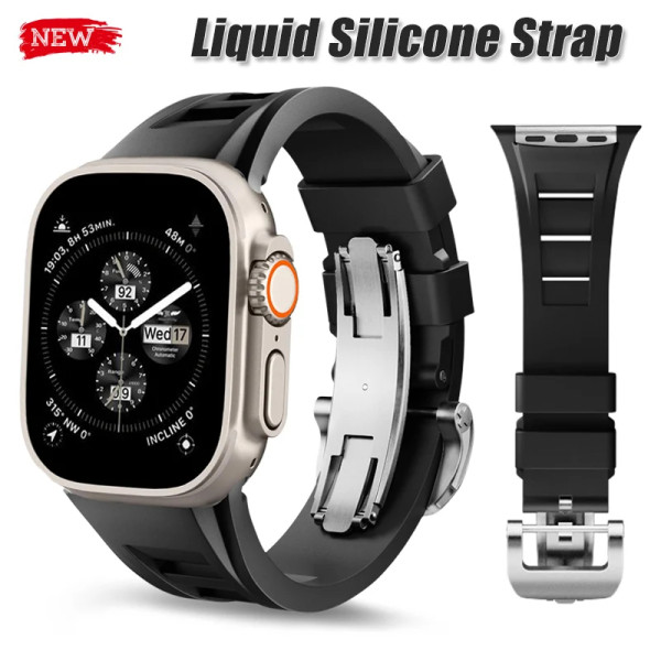 Sports Silicone strap For Apple Watch Ultra 2 1 49mm 45mm 44mm 42mm Band Correa For iWatch Series 9 8 7 6 5 4 SE Rubber Bracelet