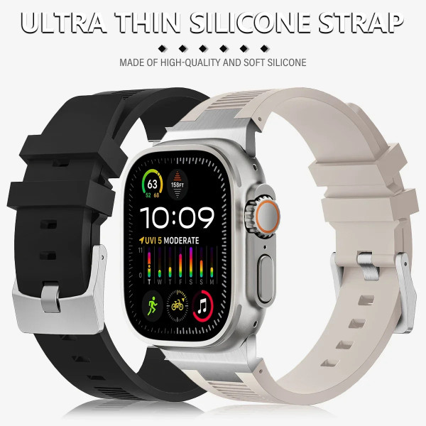 Soft Silicone Strap For Apple Watch Ultra 2 49mm 45mm 44mm 42mm Sport Rubber Band For iWatch Series 9 8 7 6 5 se Bracelet Sport style