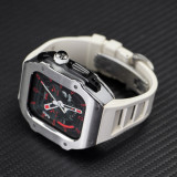 49MM Luxury Stainless Steel Case Modification Kit for Apple Watch Ultra 2 45mm 44mm Metal Case Rubber Strap IWatch 9 8 7 6 5 SE