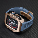 49MM Luxury Stainless Steel Case Modification Kit for Apple Watch Ultra 2 45mm 44mm Metal Case Rubber Strap IWatch 9 8 7 6 5 SE