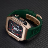 49MM Luxury Stainless Steel Case Modification Kit for Apple Watch Ultra 2 45mm 44mm Metal Case Rubber Strap IWatch 9 8 7 6 5 SE