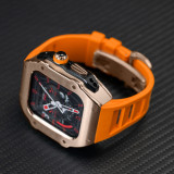 49MM Luxury Stainless Steel Case Modification Kit for Apple Watch Ultra 2 45mm 44mm Metal Case Rubber Strap IWatch 9 8 7 6 5 SE