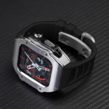 49MM Luxury Stainless Steel Case Modification Kit for Apple Watch Ultra 2 45mm 44mm Metal Case Rubber Strap IWatch 9 8 7 6 5 SE