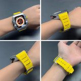 49MM Luxury Stainless Steel Case Modification Kit for Apple Watch Ultra 2 45mm 44mm Metal Case Rubber Strap IWatch 9 8 7 6 5 SE