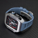 49MM Luxury Stainless Steel Case Modification Kit for Apple Watch Ultra 2 45mm 44mm Metal Case Rubber Strap IWatch 9 8 7 6 5 SE