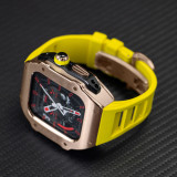 49MM Luxury Stainless Steel Case Modification Kit for Apple Watch Ultra 2 45mm 44mm Metal Case Rubber Strap IWatch 9 8 7 6 5 SE